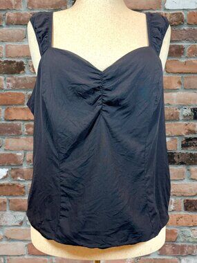Torrid 2X Black Sweetheart Tank Wide Strap Smocked Back Lined Viscose Lyocell